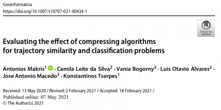New journal paper published on trajectory compression
